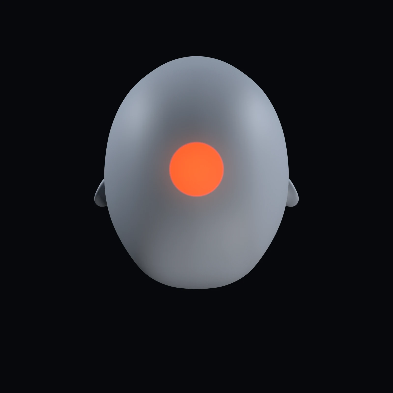 A head from above, with an orange area on the top.